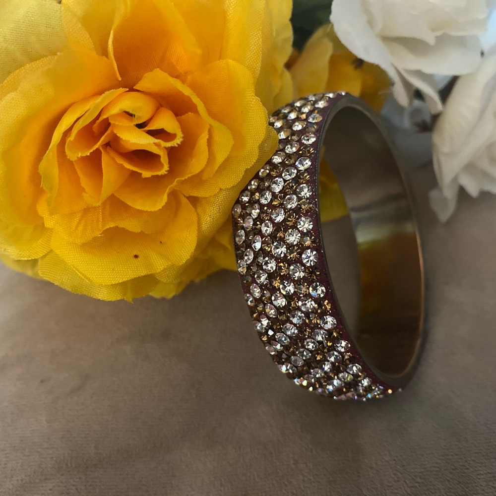 Fancy costume jewelry crystal and metal bangle